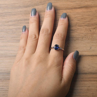 Split Shank Oval Sapphire Solitaire Ring - Palmary