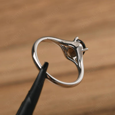 Split Shank Oval Smoky Quartz  Solitaire Ring - Palmary