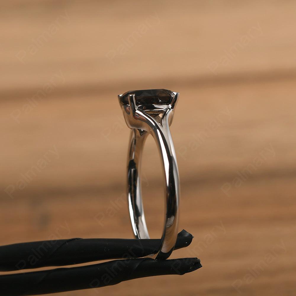 Split Shank Oval Smoky Quartz  Solitaire Ring - Palmary