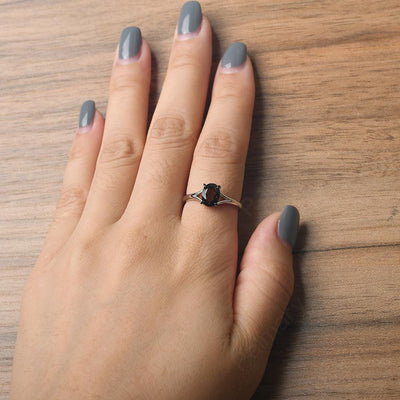 Split Shank Oval Smoky Quartz  Solitaire Ring - Palmary