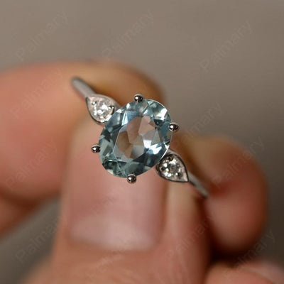 Oval Cut Aquamarine Engagement Ring - Palmary