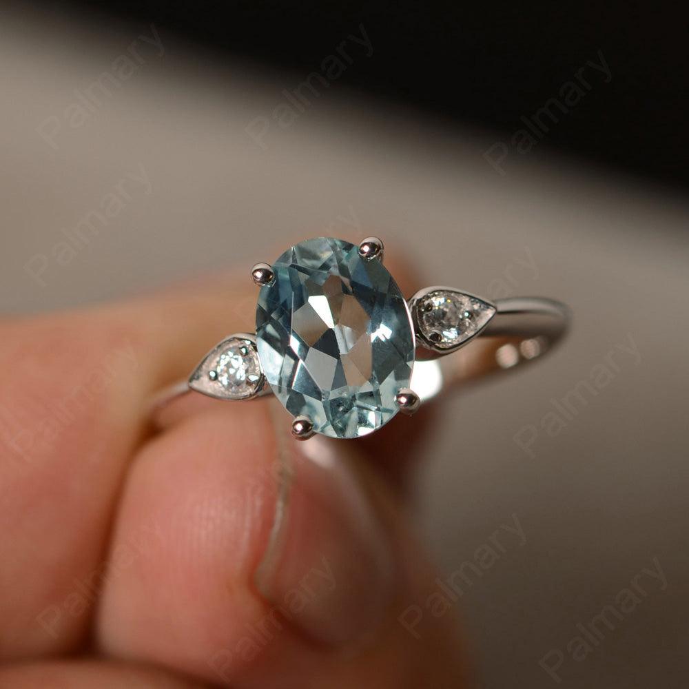 Oval Cut Aquamarine Engagement Ring - Palmary