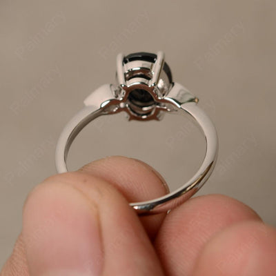 Oval Cut Black Spinel Engagement Ring - Palmary