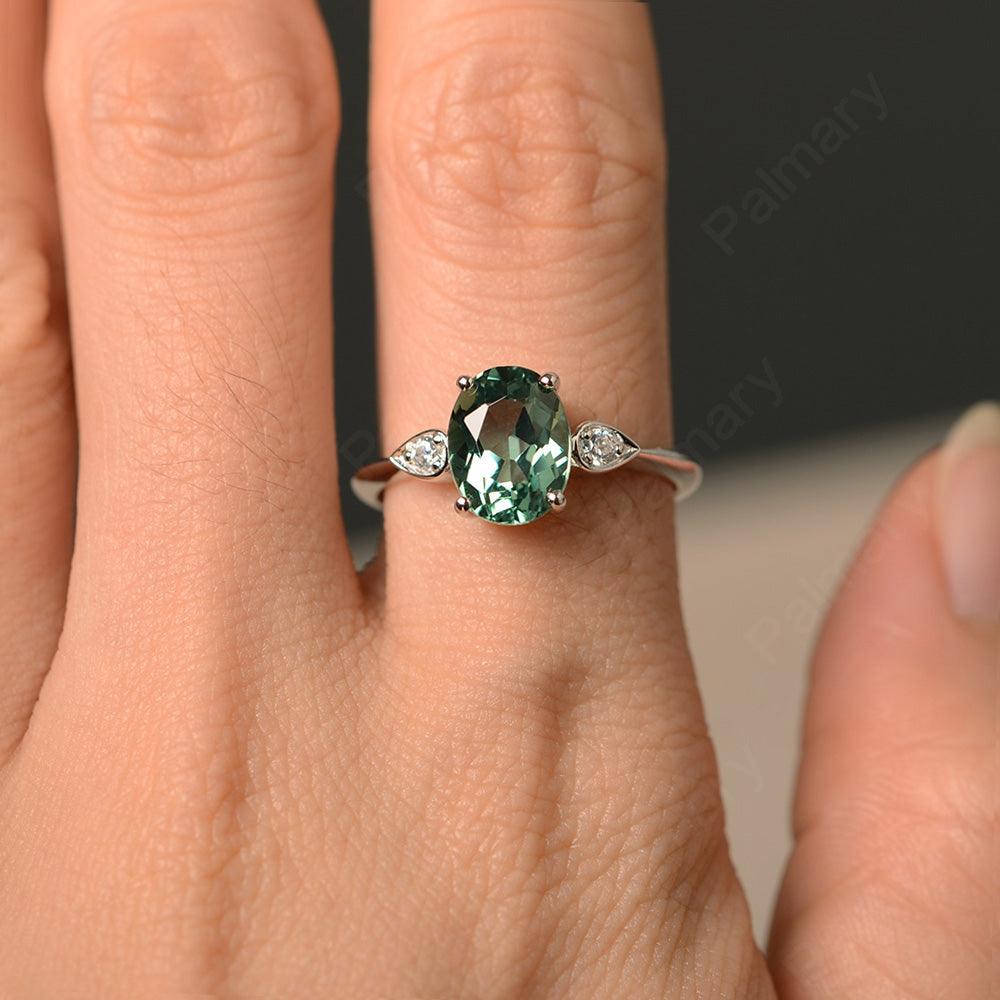 Oval Cut Green Sapphire Engagement Ring - Palmary