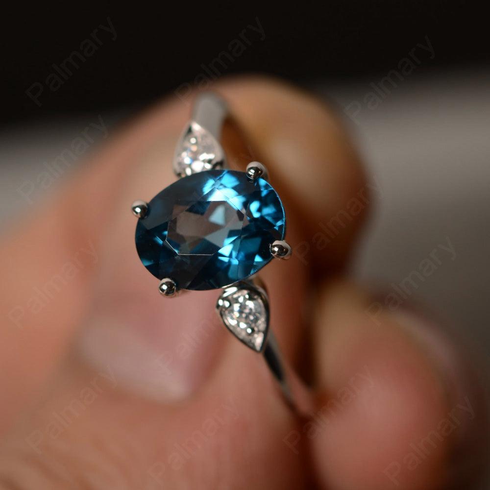 Oval Cut London Blue Topaz Engagement Ring - Palmary