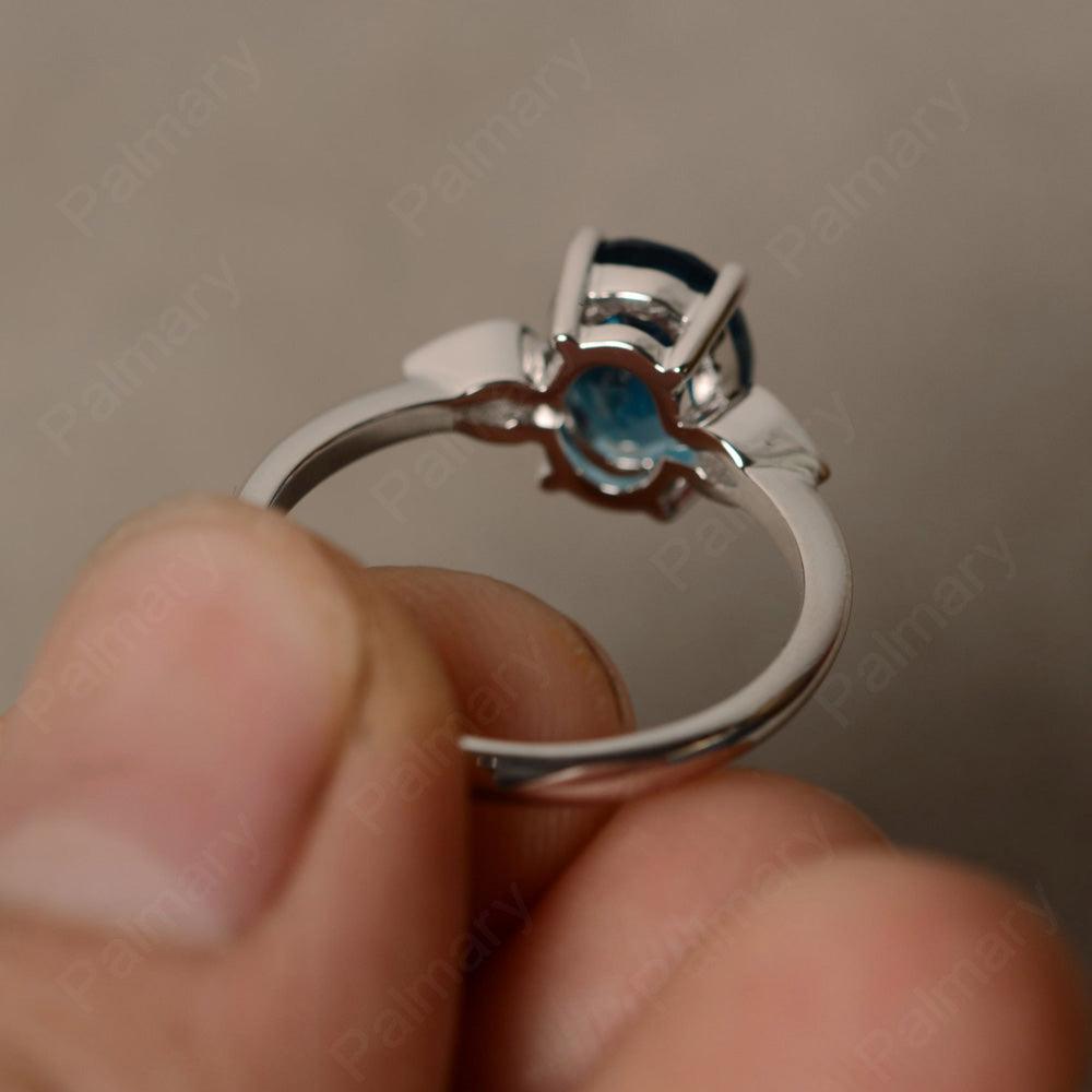 Oval Cut London Blue Topaz Engagement Ring - Palmary