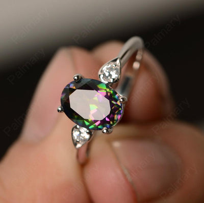 Oval Cut Mystic Topaz Engagement Ring - Palmary