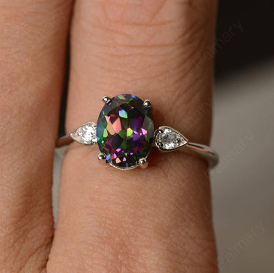 Oval Cut Mystic Topaz Engagement Ring - Palmary
