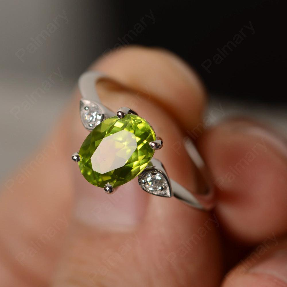 Oval Cut Peridot Engagement Ring - Palmary