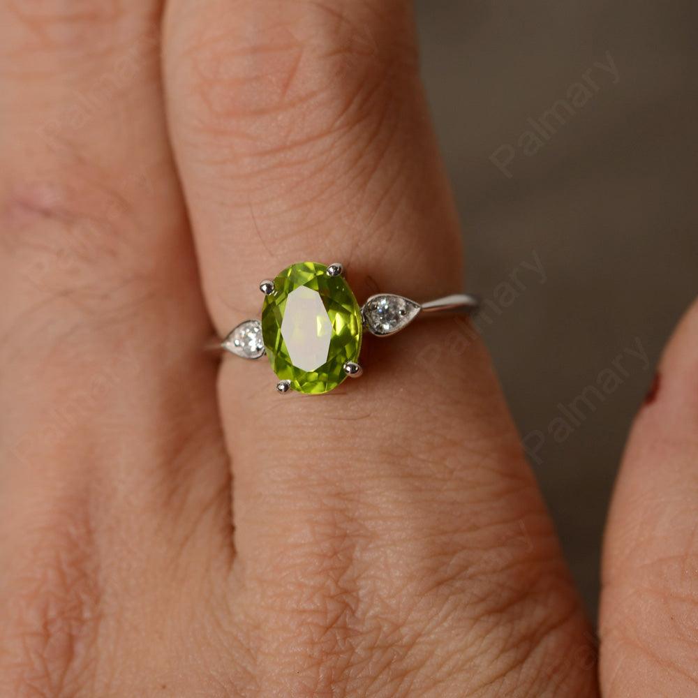 Oval Cut Peridot Engagement Ring - Palmary