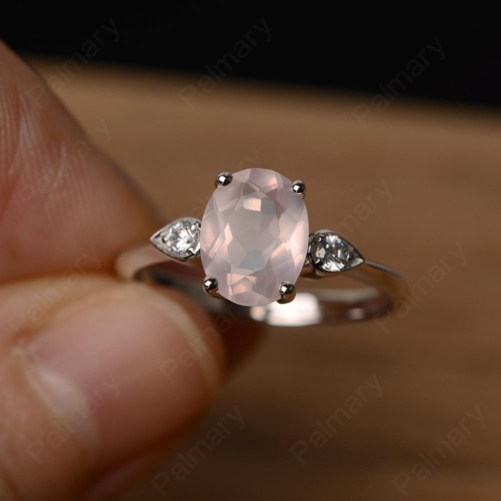 Oval Cut Rose Quartz Engagement Ring - Palmary