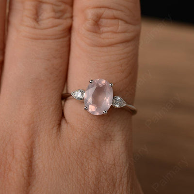 Oval Cut Rose Quartz Engagement Ring - Palmary