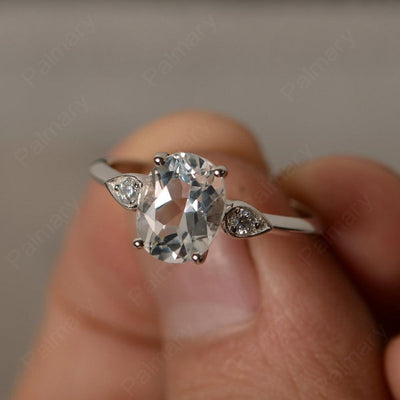 Oval Cut White Topaz Engagement Ring - Palmary