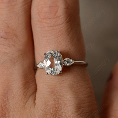 Oval Cut White Topaz Engagement Ring - Palmary