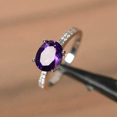 East West Oval Cut Amethyst Engagement Rings - Palmary