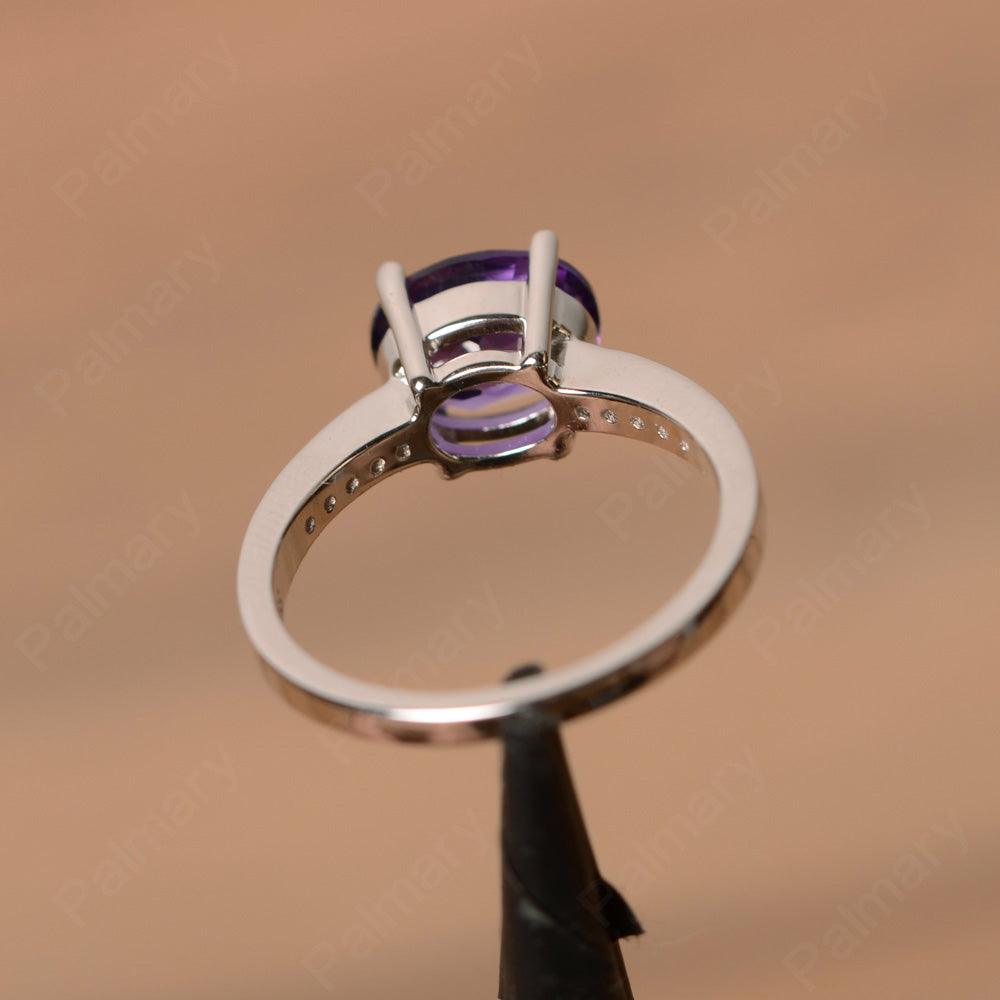 East West Oval Cut Amethyst Engagement Rings - Palmary