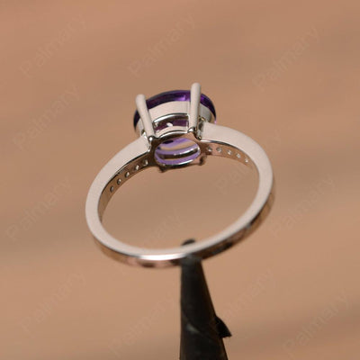 East West Oval Cut Amethyst Engagement Rings - Palmary