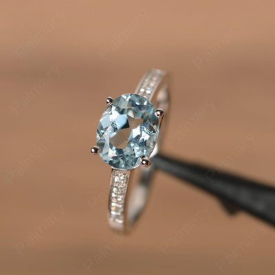 East West Oval Cut Aquamarine Engagement Rings - Palmary