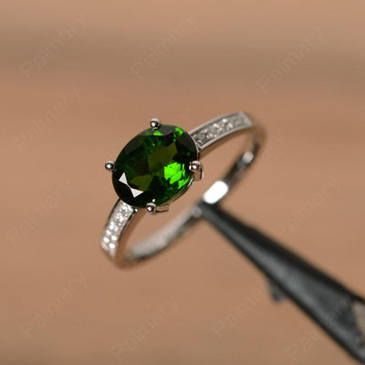 East West Oval Cut Diopside Engagement Rings - Palmary