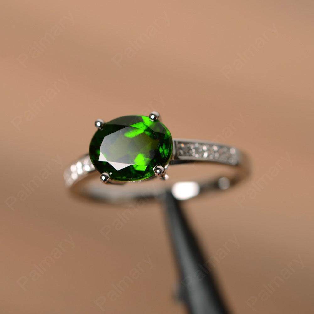 East West Oval Cut Diopside Engagement Rings - Palmary