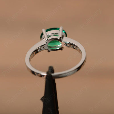 East West Oval Cut Emerald Engagement Rings - Palmary