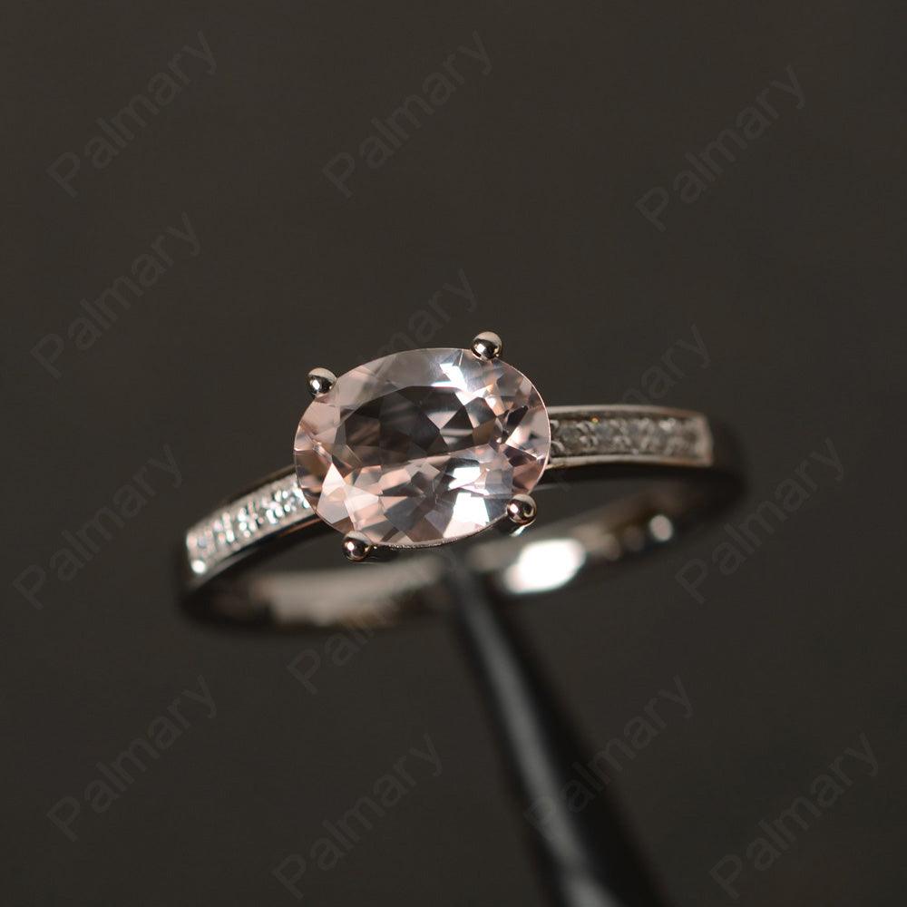 East West Oval Cut Morganite Engagement Rings - Palmary