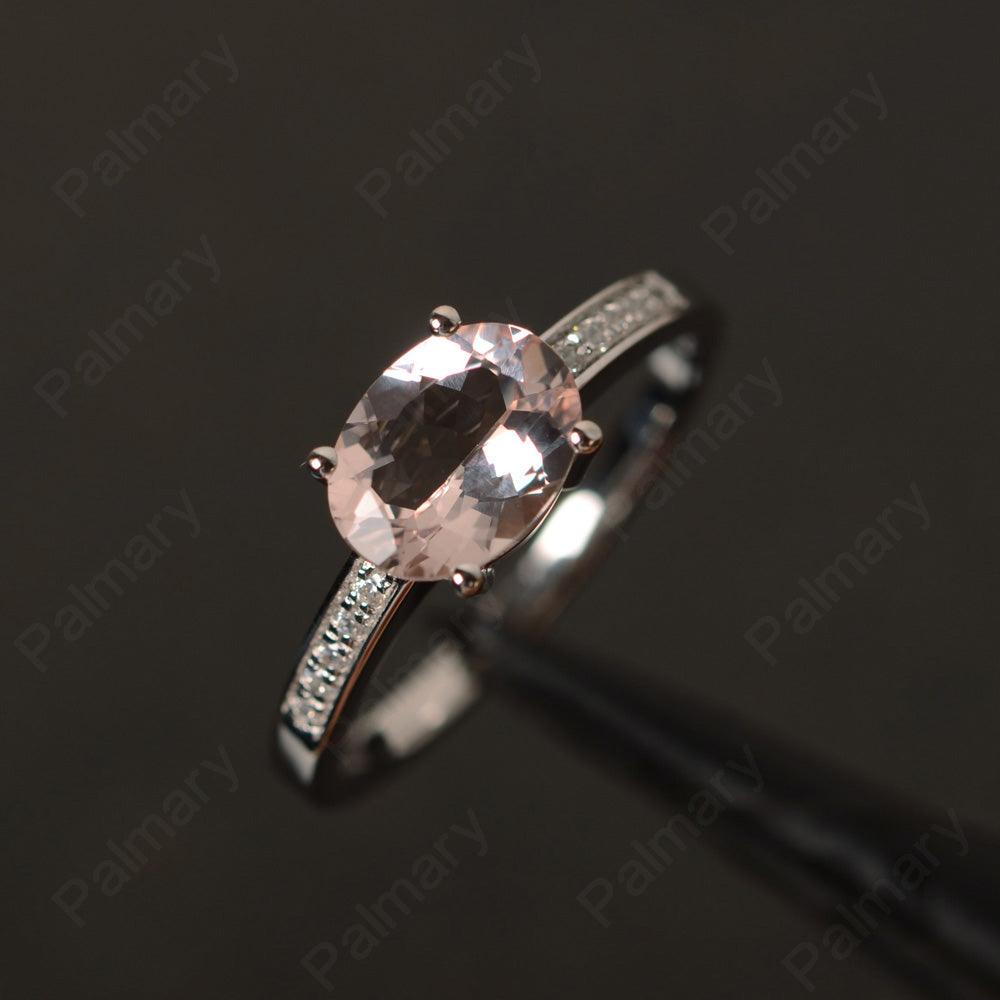 East West Oval Cut Morganite Engagement Rings - Palmary