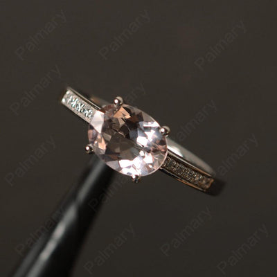 East West Oval Cut Morganite Engagement Rings - Palmary