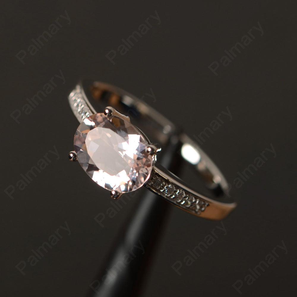 East West Oval Cut Morganite Engagement Rings - Palmary