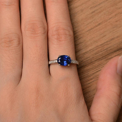 East West Oval Cut Sapphire Engagement Rings - Palmary