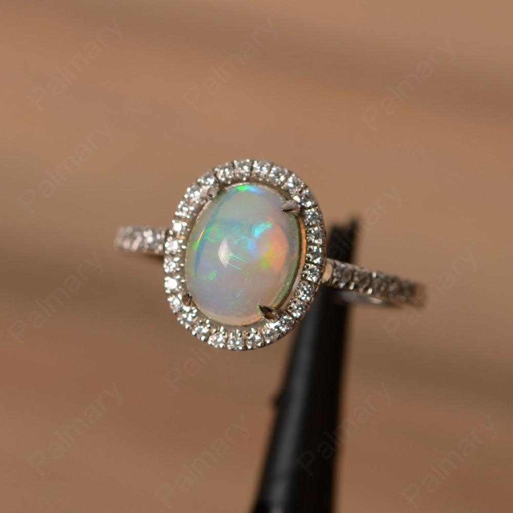 Oval Cabochon Opal Wedding Rings - Palmary