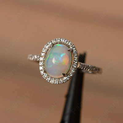 Oval Cabochon Opal Wedding Rings - Palmary