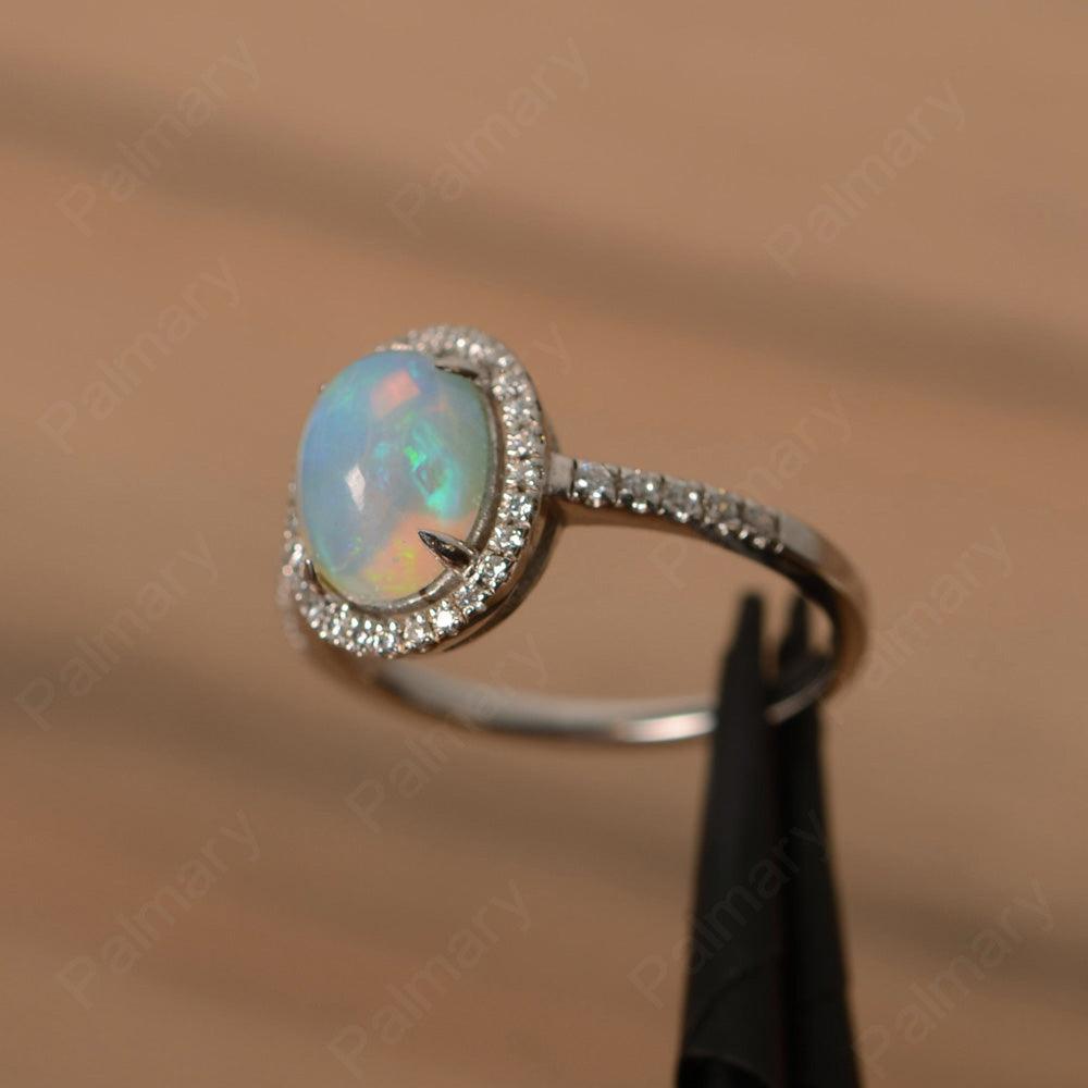 Oval Cabochon Opal Wedding Rings - Palmary