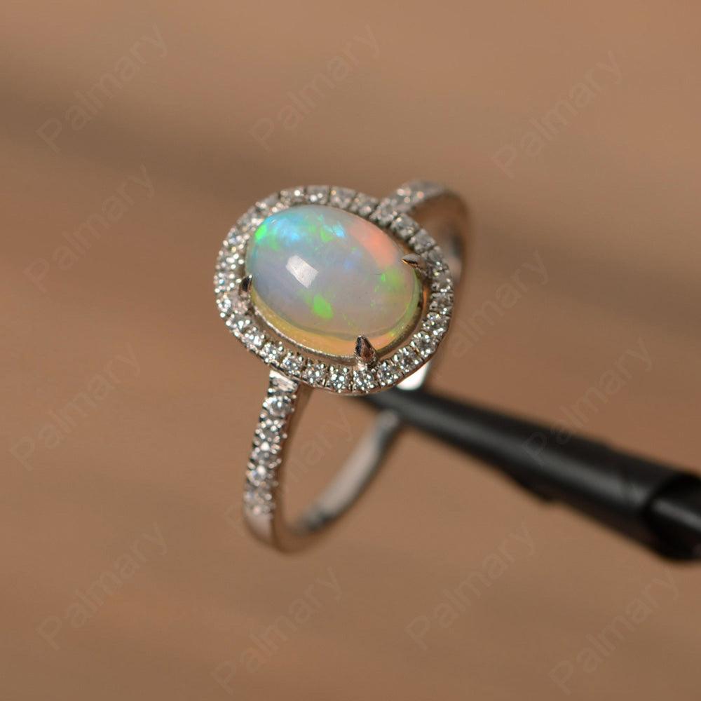 Oval Cabochon Opal Wedding Rings - Palmary