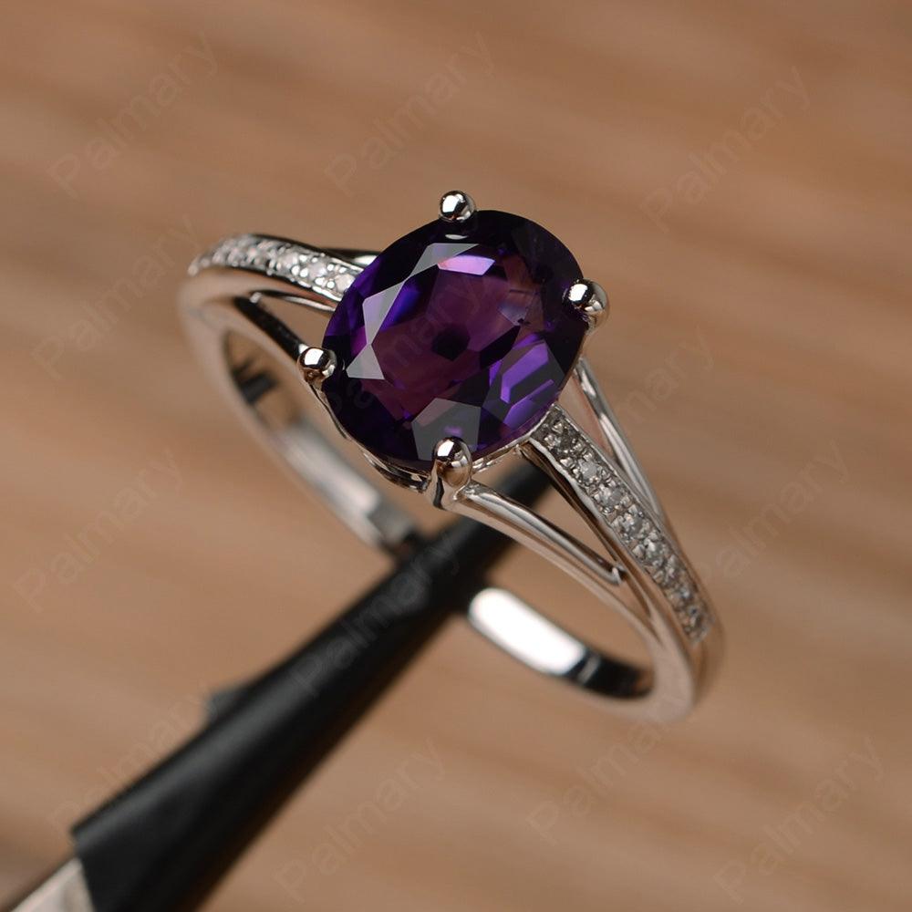 Oval Cut Split Amethyst Engagement Rings - Palmary