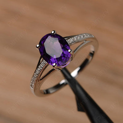 Oval Cut Split Amethyst Engagement Rings - Palmary