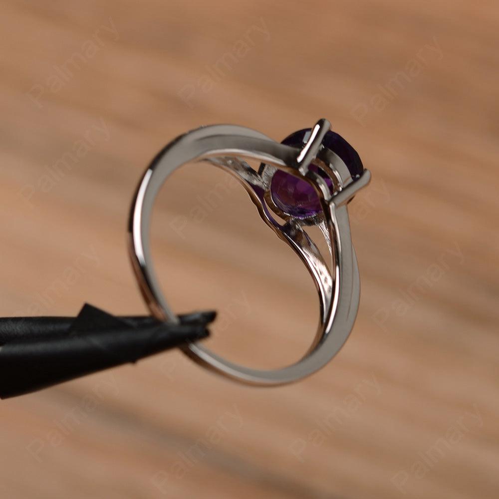 Oval Cut Split Amethyst Engagement Rings - Palmary