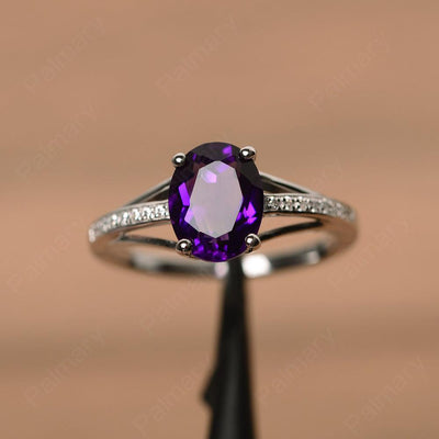 Oval Cut Split Amethyst Engagement Rings - Palmary