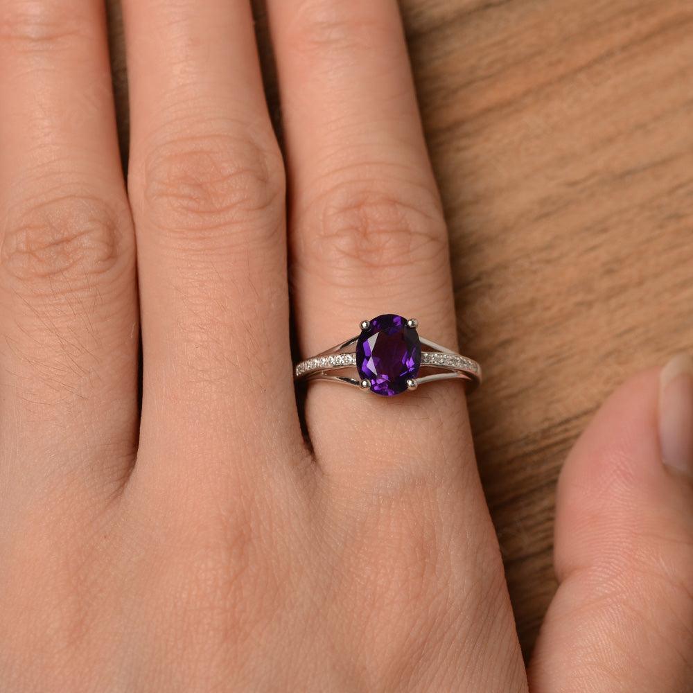 Oval Cut Split Amethyst Engagement Rings - Palmary