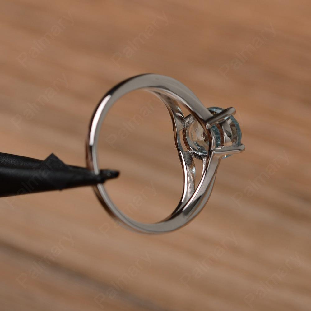 Oval Cut Split Aquamarine Engagement Rings - Palmary