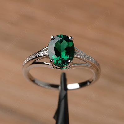 Oval Cut Split Emerald Engagement Rings - Palmary