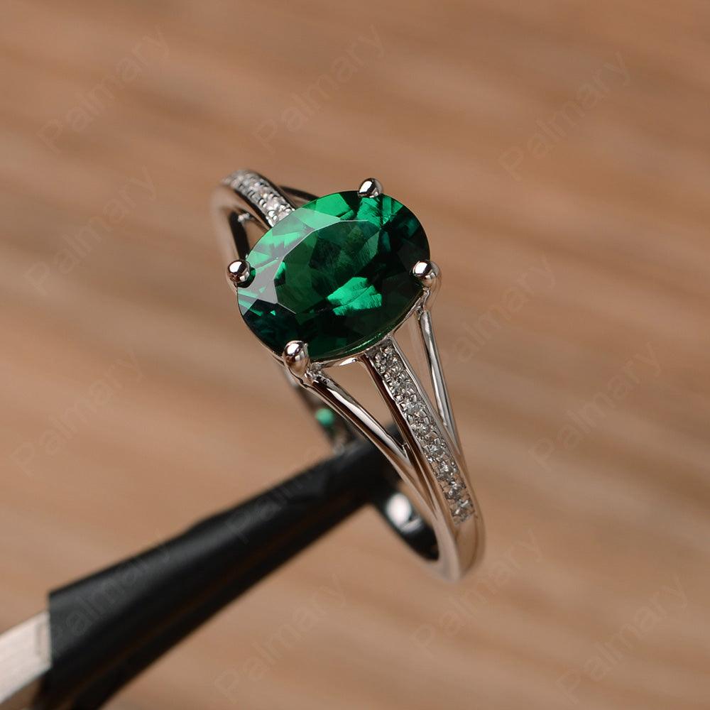 Oval Cut Split Emerald Engagement Rings - Palmary