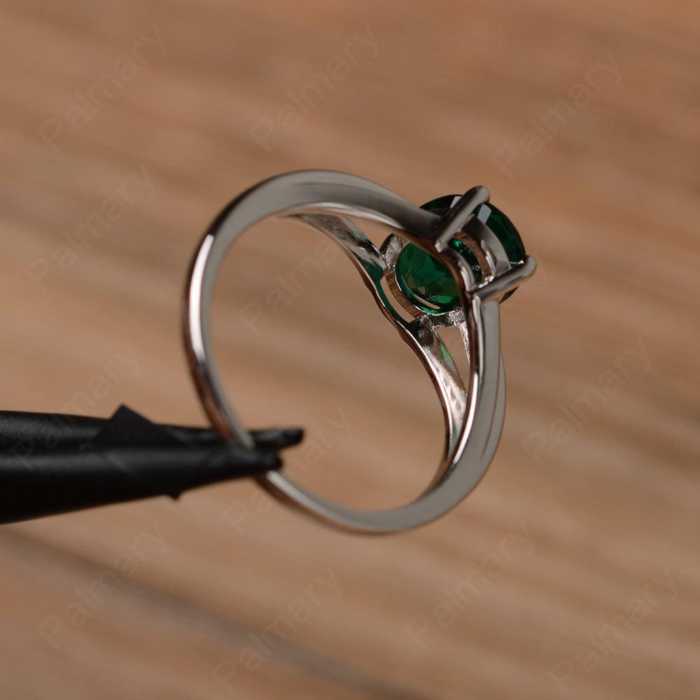 Oval Cut Split Emerald Engagement Rings - Palmary