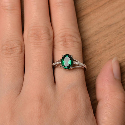 Oval Cut Split Emerald Engagement Rings - Palmary