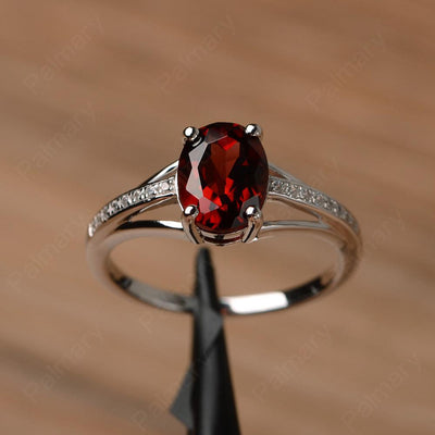 Oval Cut Split Garnet Engagement Rings - Palmary