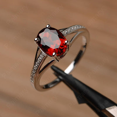 Oval Cut Split Garnet Engagement Rings - Palmary