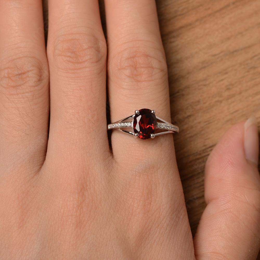 Oval Cut Split Garnet Engagement Rings - Palmary