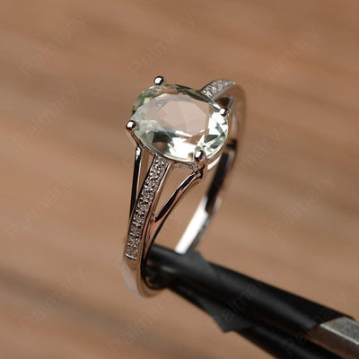 Oval Cut Split Green Amethyst Engagement Rings - Palmary