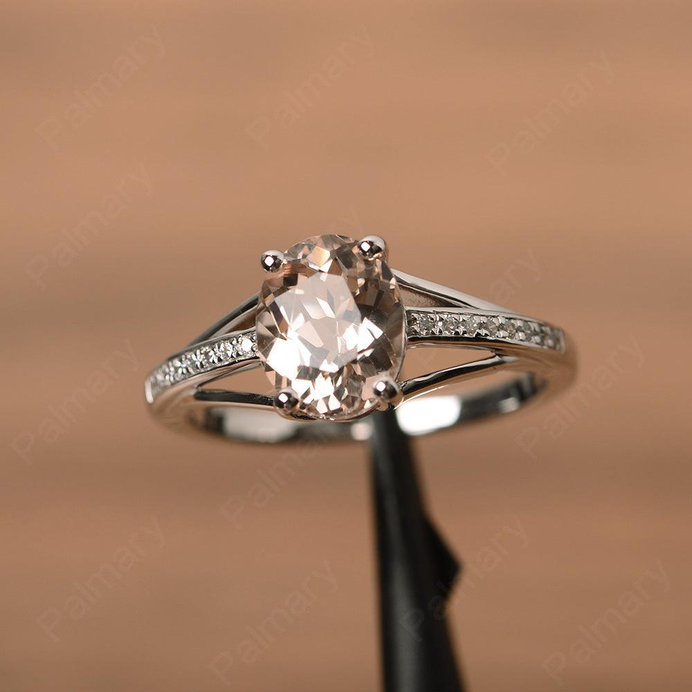 Oval Cut Split Morganite Engagement Rings - Palmary