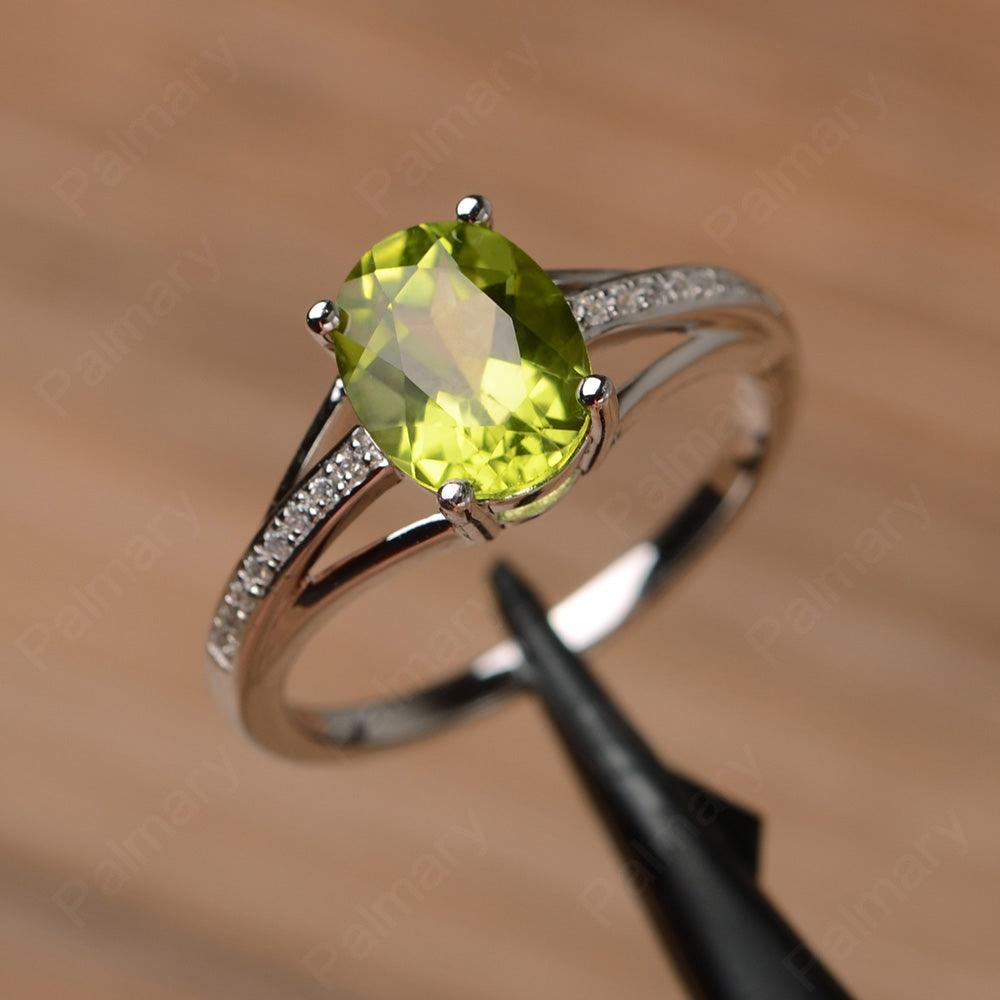 Oval Cut Split Peridot Engagement Rings - Palmary